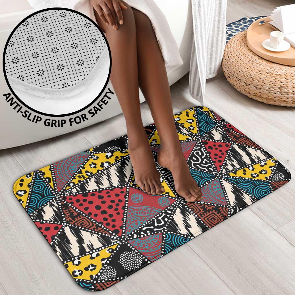 African Wild Animal Skins Bathroom Set Triangles Pattern Afro Pattern Style