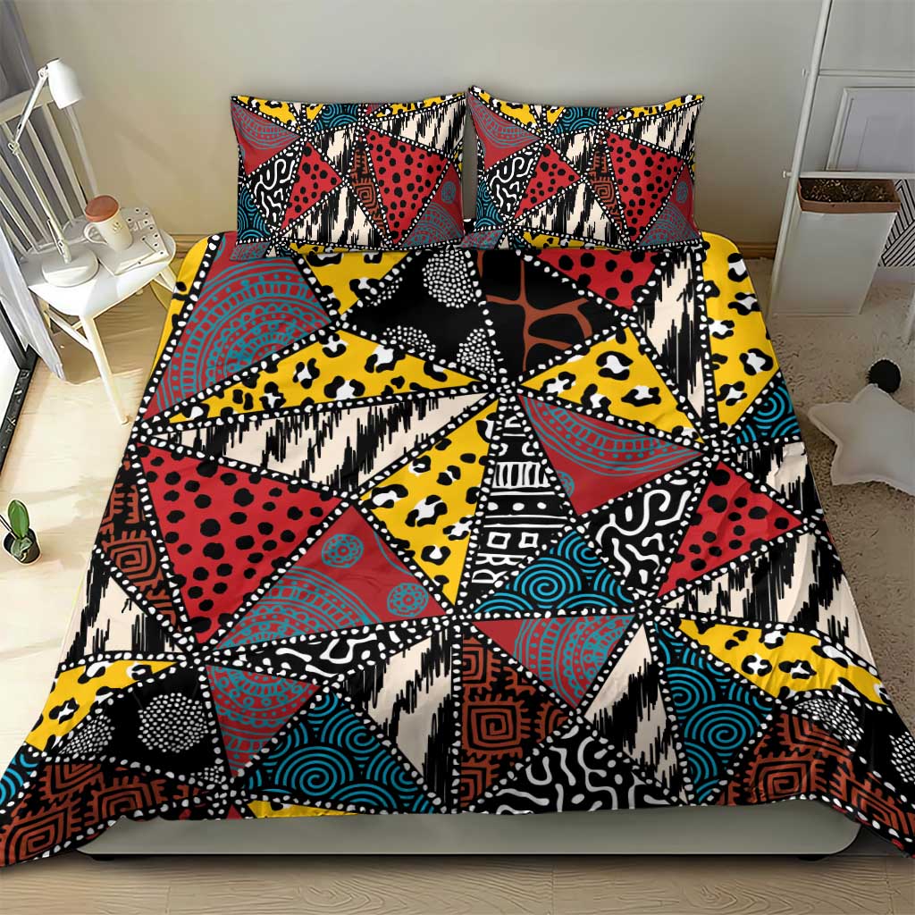 African Wild Animal Skins Bedding Set Triangles Pattern Afro Pattern Style - African Pride