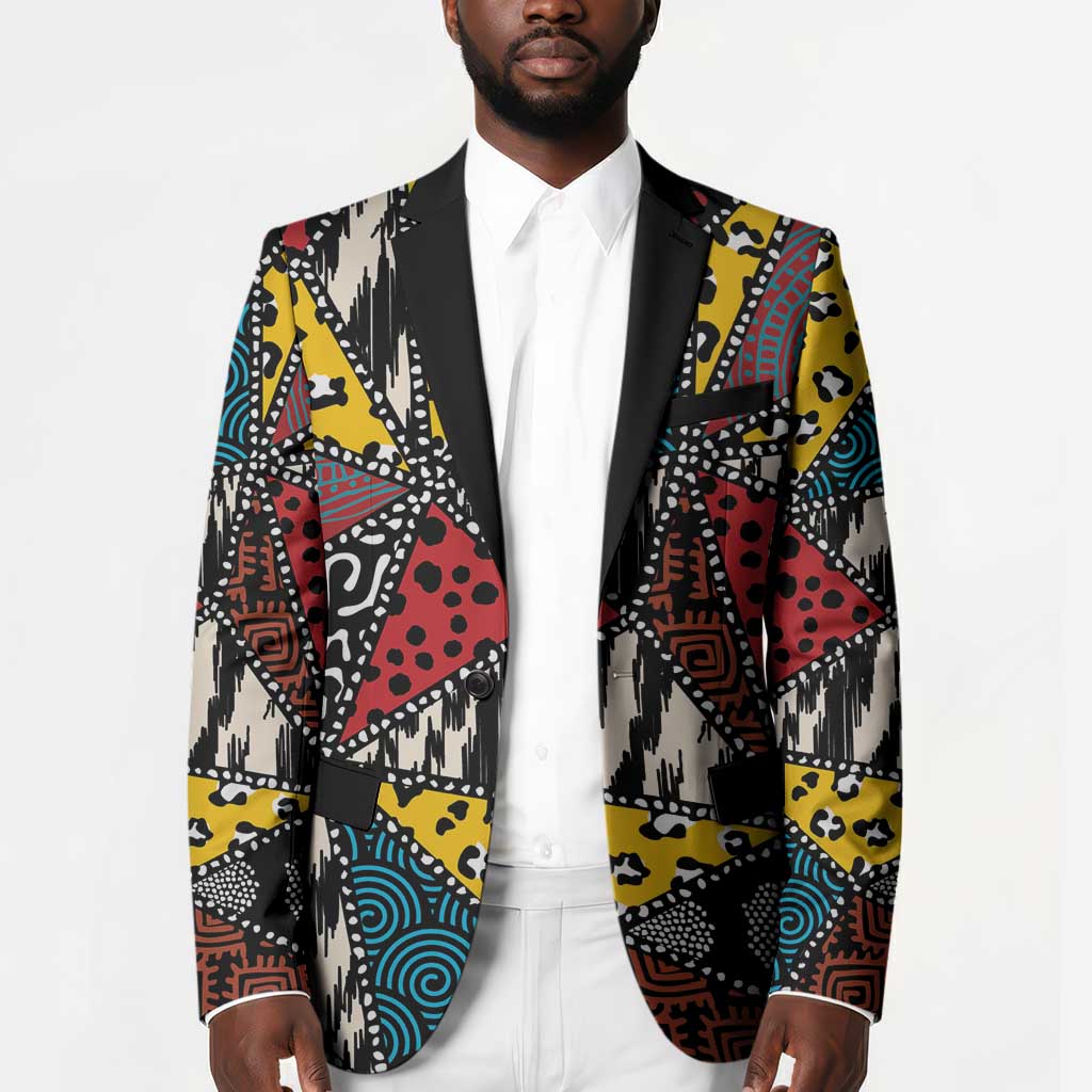 African Wild Animal Skins Blazer Triangles Pattern Afro Pattern Style