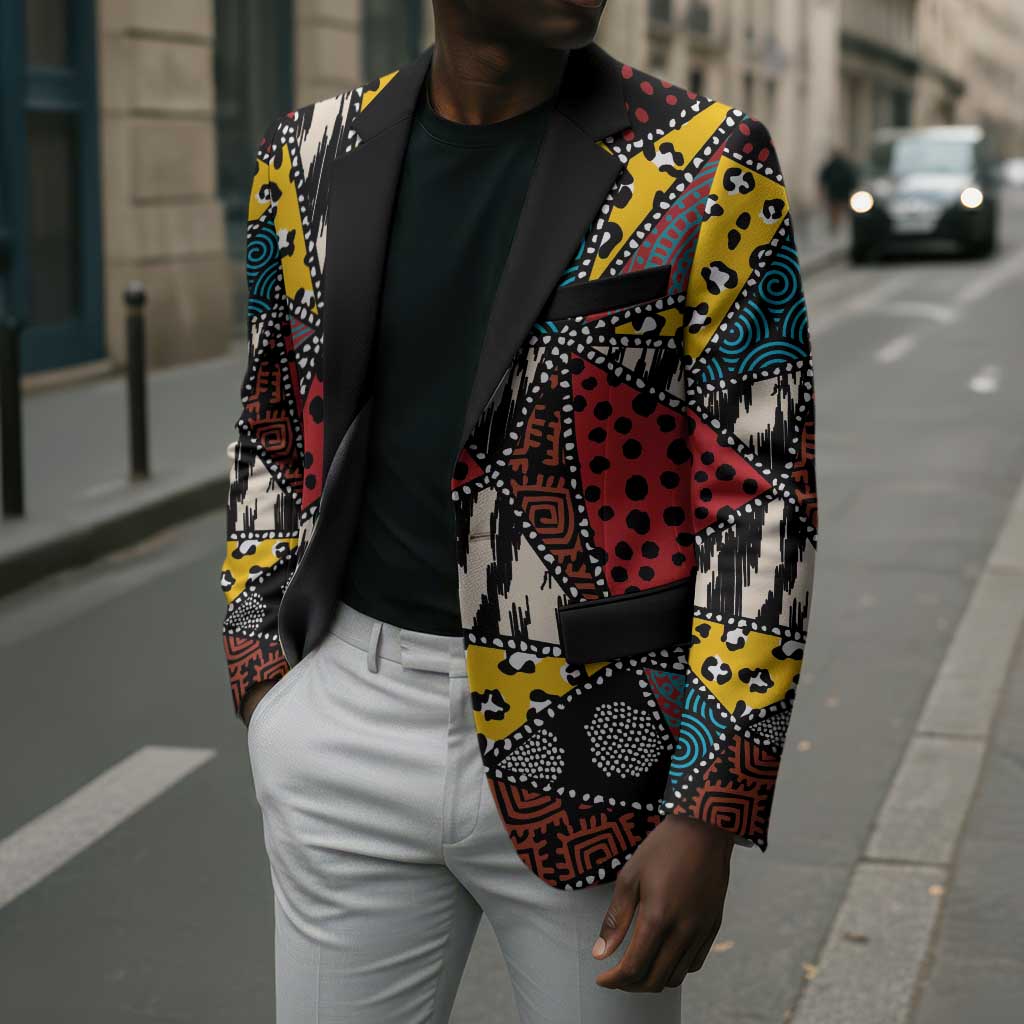 African Wild Animal Skins Blazer Triangles Pattern Afro Pattern Style