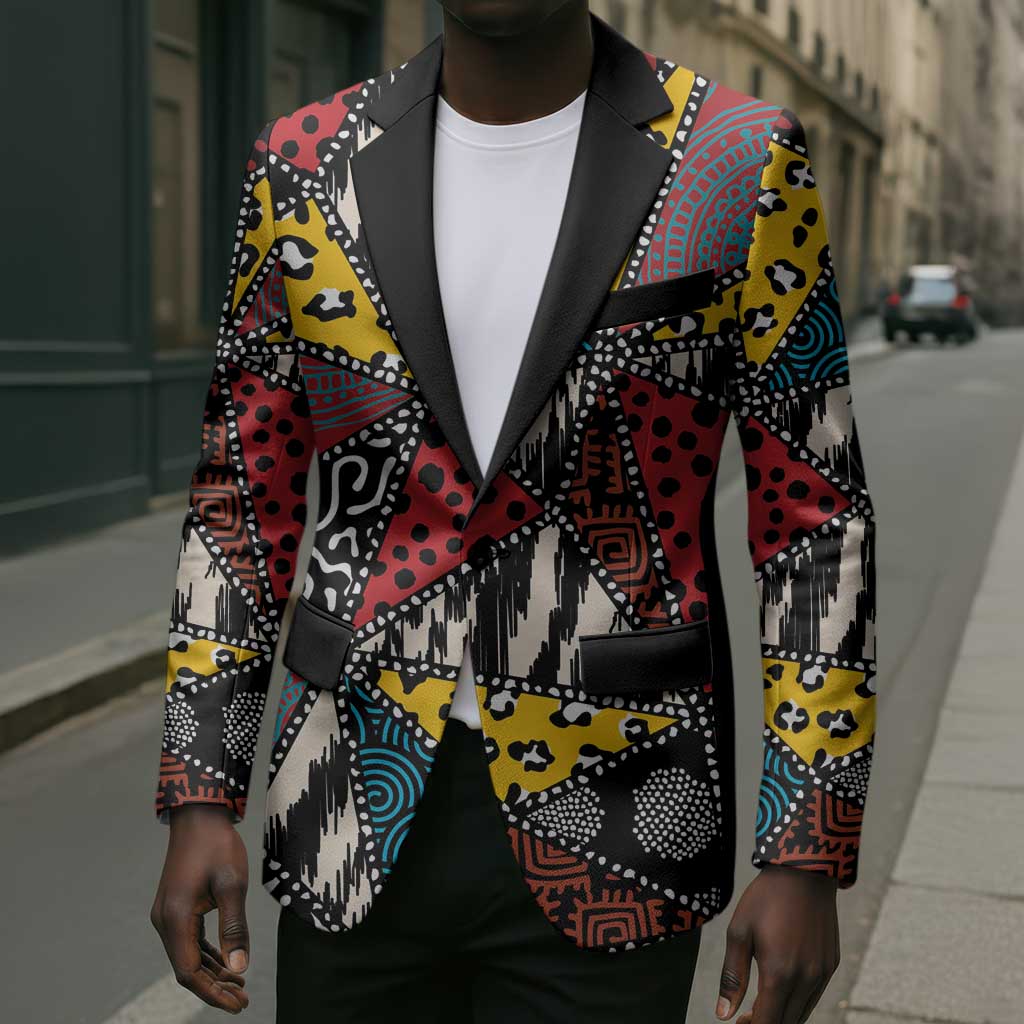 African Wild Animal Skins Blazer Triangles Pattern Afro Pattern Style