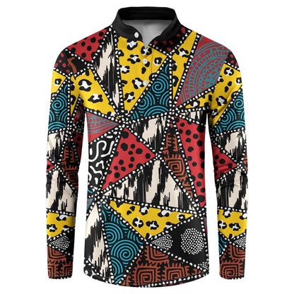 African Wild Animal Skins Button Sweatshirt Triangles Pattern Afro Pattern Style
