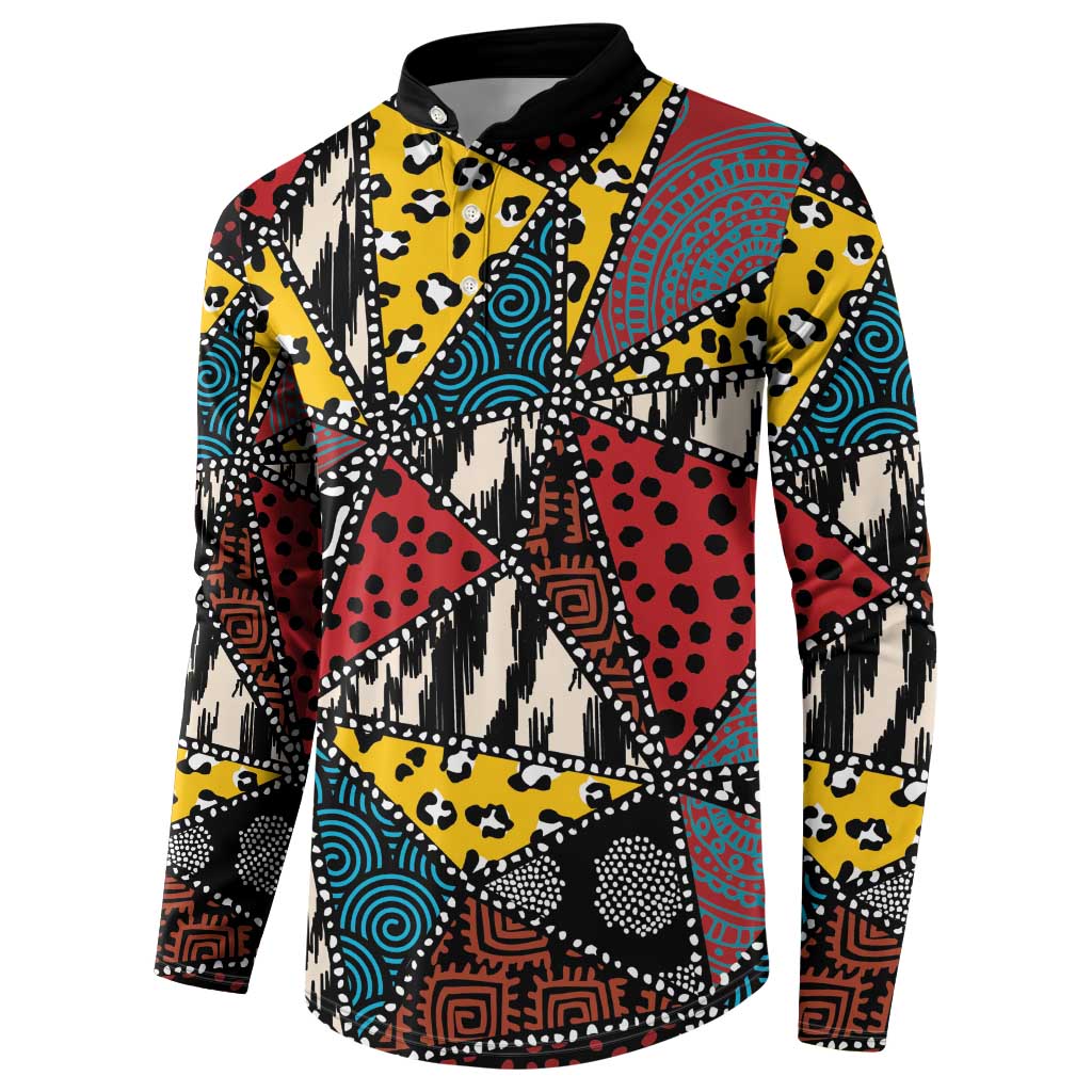 African Wild Animal Skins Button Sweatshirt Triangles Pattern Afro Pattern Style