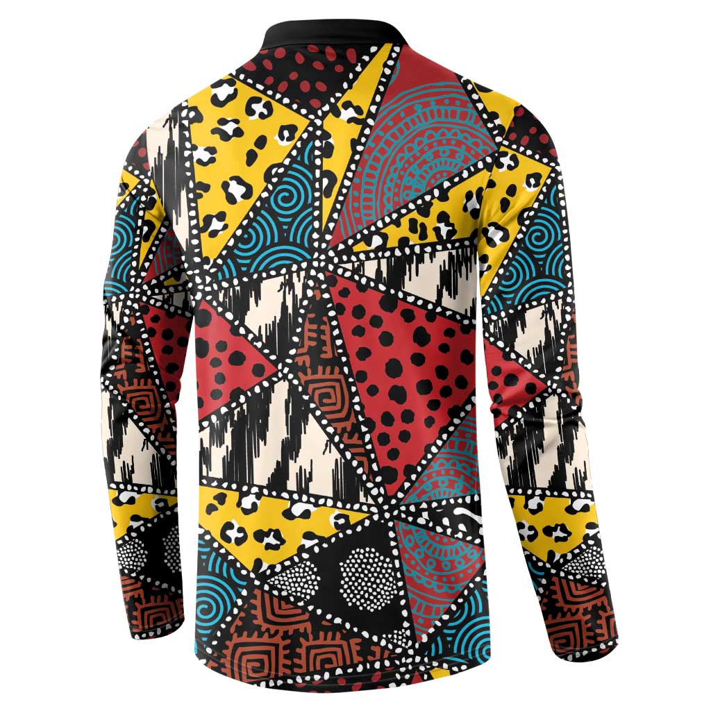 African Wild Animal Skins Button Sweatshirt Triangles Pattern Afro Pattern Style