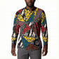 African Wild Animal Skins Button Sweatshirt Triangles Pattern Afro Pattern Style