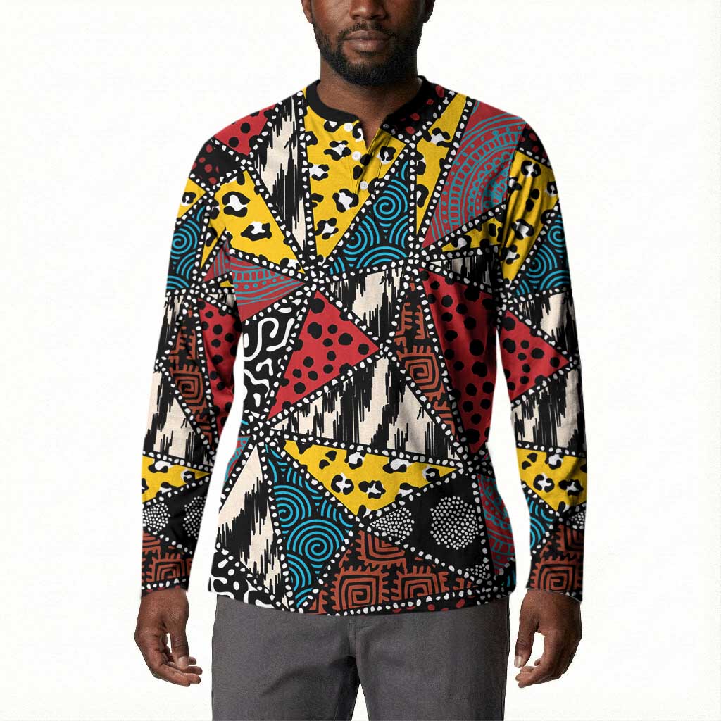 African Wild Animal Skins Button Sweatshirt Triangles Pattern Afro Pattern Style