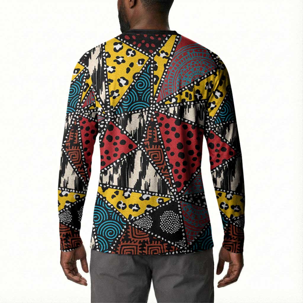 African Wild Animal Skins Button Sweatshirt Triangles Pattern Afro Pattern Style