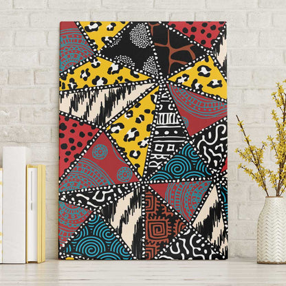 African Wild Animal Skins Canvas Wall Art Triangles Pattern Afro Pattern Style - African Pride