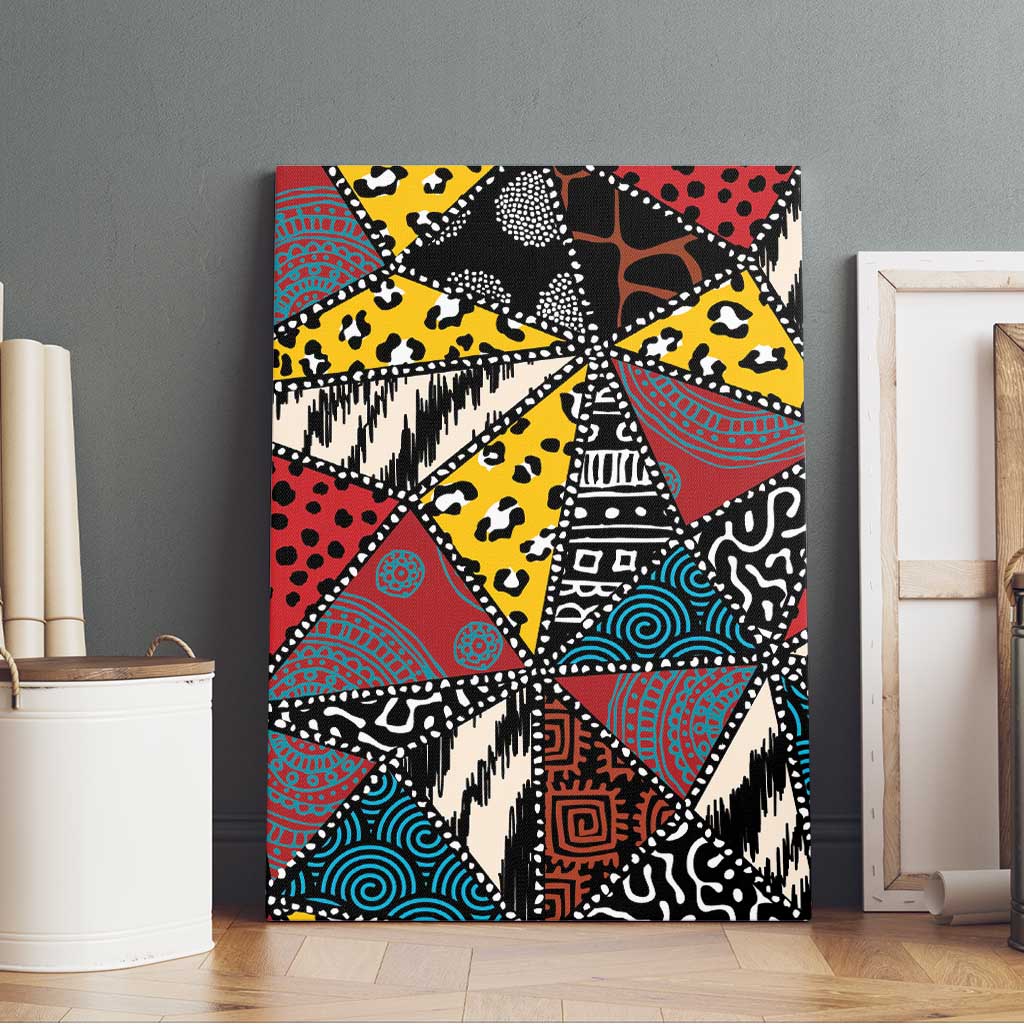 African Wild Animal Skins Canvas Wall Art Triangles Pattern Afro Pattern Style - African Pride