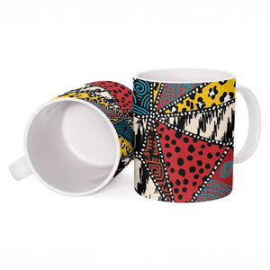 African Wild Animal Skins Ceramic Mug Triangles Pattern Afro Pattern Style