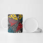African Wild Animal Skins Ceramic Mug Triangles Pattern Afro Pattern Style