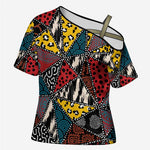 African Wild Animal Skins Cross Shoulder Shirt Triangles Pattern Afro Pattern Style