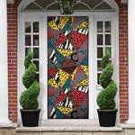 African Wild Animal Skins Door Cover Triangles Pattern Afro Pattern Style
