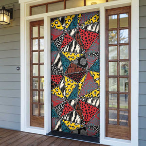 African Wild Animal Skins Door Cover Triangles Pattern Afro Pattern Style