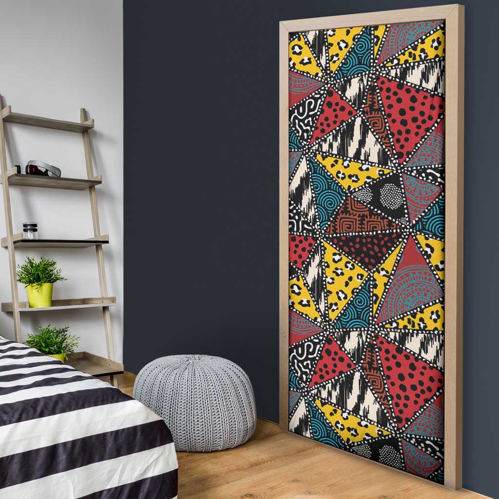 African Wild Animal Skins Door Cover Triangles Pattern Afro Pattern Style
