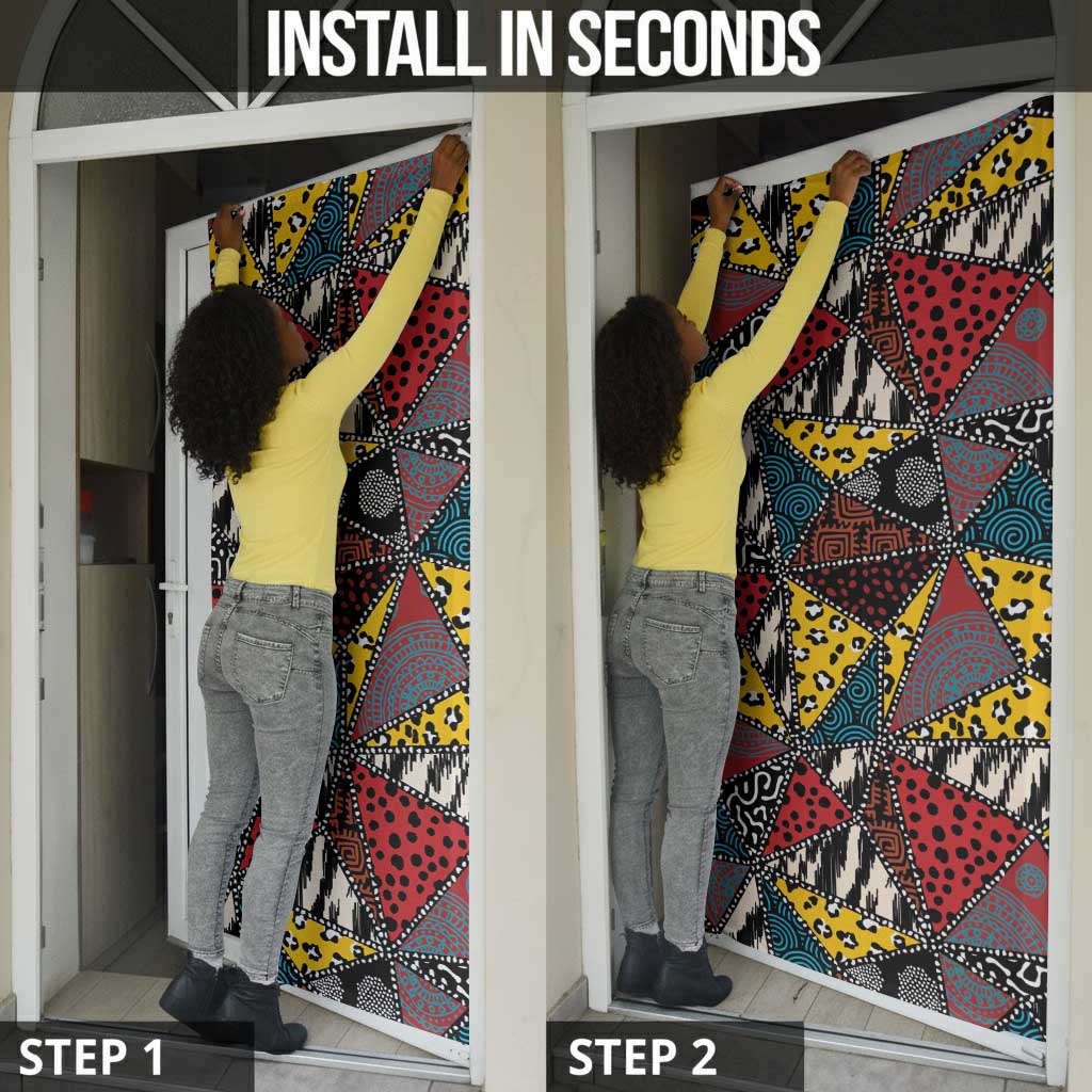 African Wild Animal Skins Door Cover Triangles Pattern Afro Pattern Style