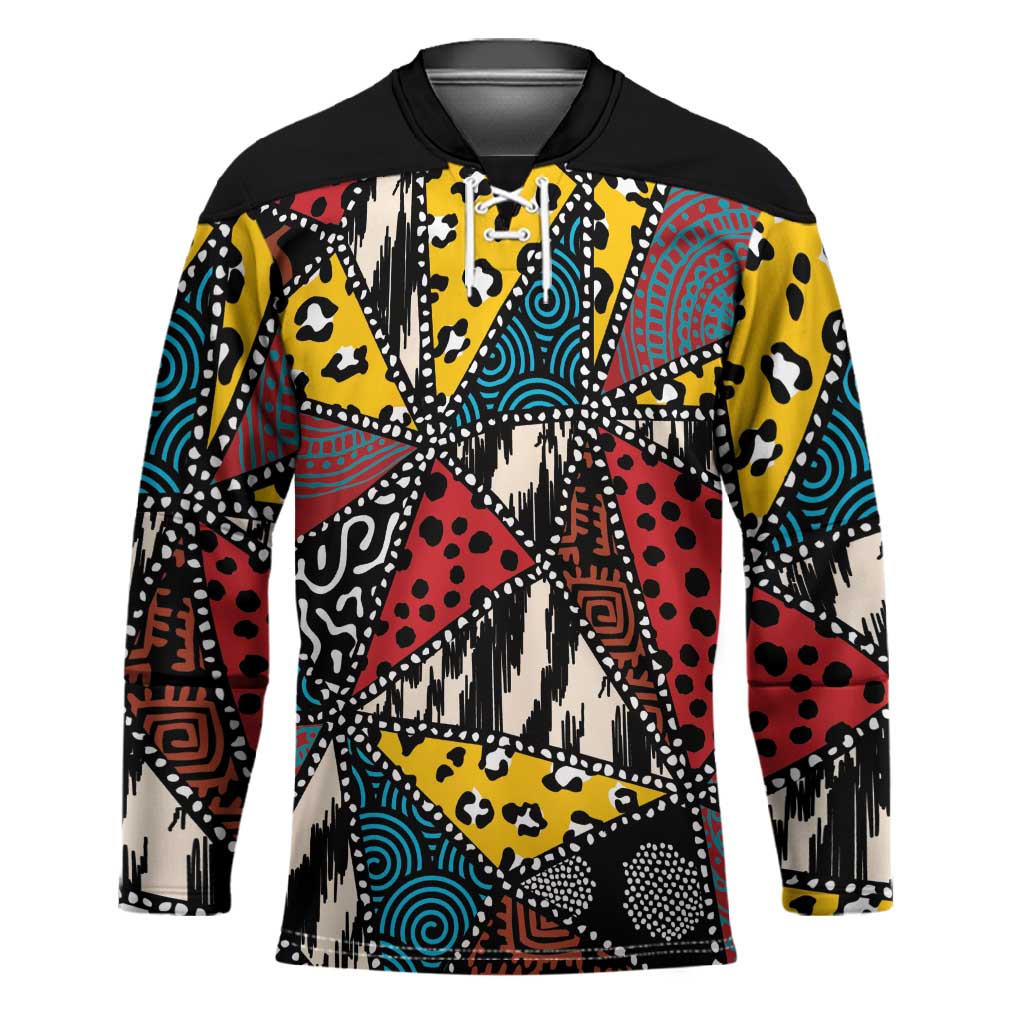 African Wild Animal Skins Hockey Jersey Triangles Pattern Afro Pattern Style
