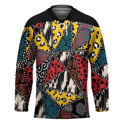 African Wild Animal Skins Hockey Jersey Triangles Pattern Afro Pattern Style