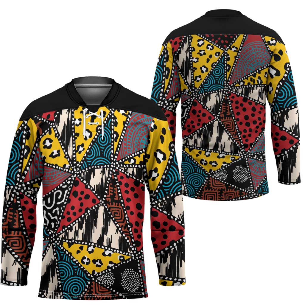 African Wild Animal Skins Hockey Jersey Triangles Pattern Afro Pattern Style