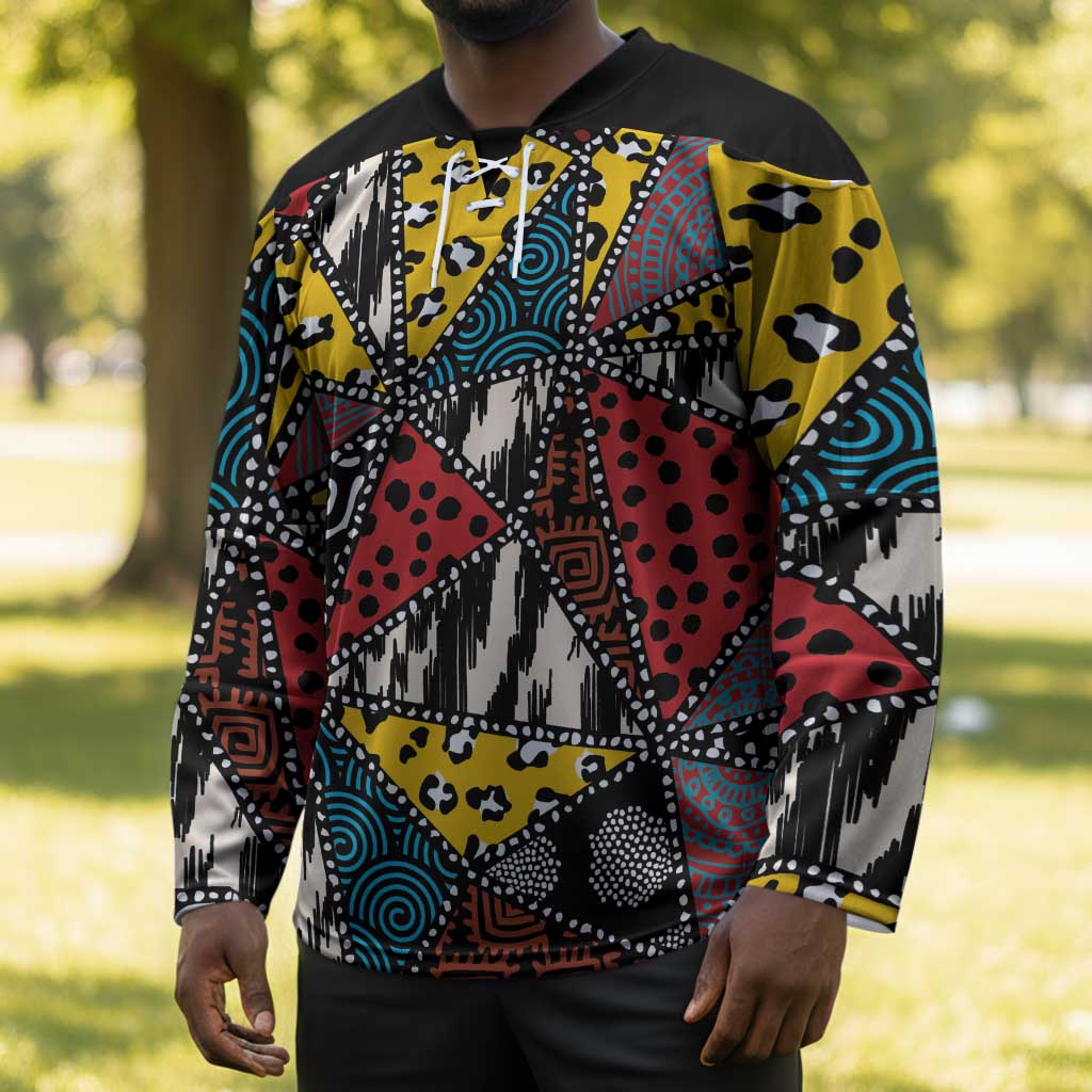 African Wild Animal Skins Hockey Jersey Triangles Pattern Afro Pattern Style
