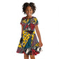 African Wild Animal Skins Kid Short Sleeve Dress Triangles Pattern Afro Pattern Style - African Pride