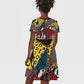 African Wild Animal Skins Kid Short Sleeve Dress Triangles Pattern Afro Pattern Style - African Pride
