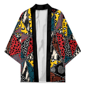 African Wild Animal Skins Kimono Triangles Pattern Afro Pattern Style