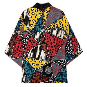 African Wild Animal Skins Kimono Triangles Pattern Afro Pattern Style