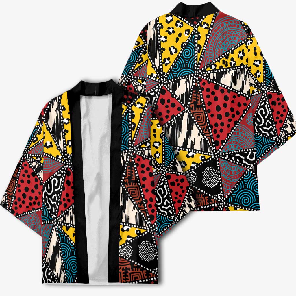African Wild Animal Skins Kimono Triangles Pattern Afro Pattern Style
