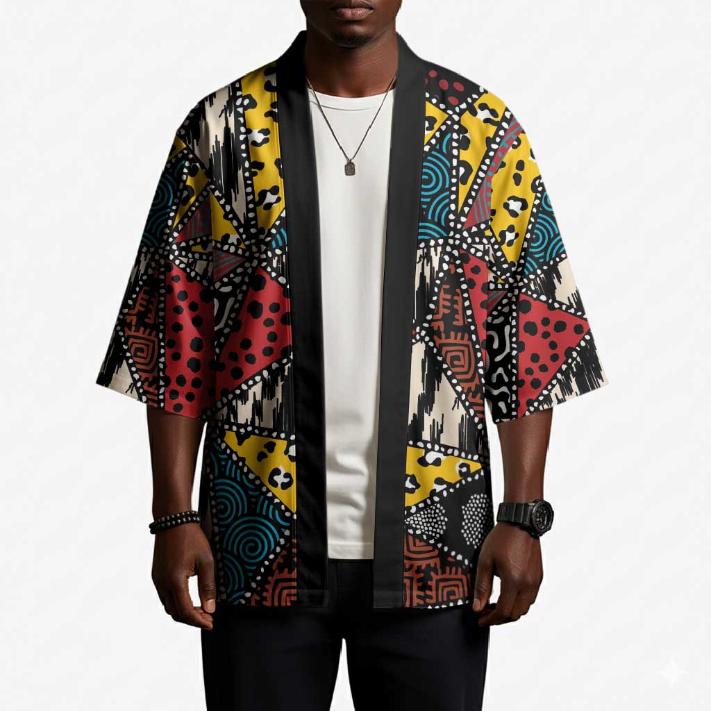 African Wild Animal Skins Kimono Triangles Pattern Afro Pattern Style