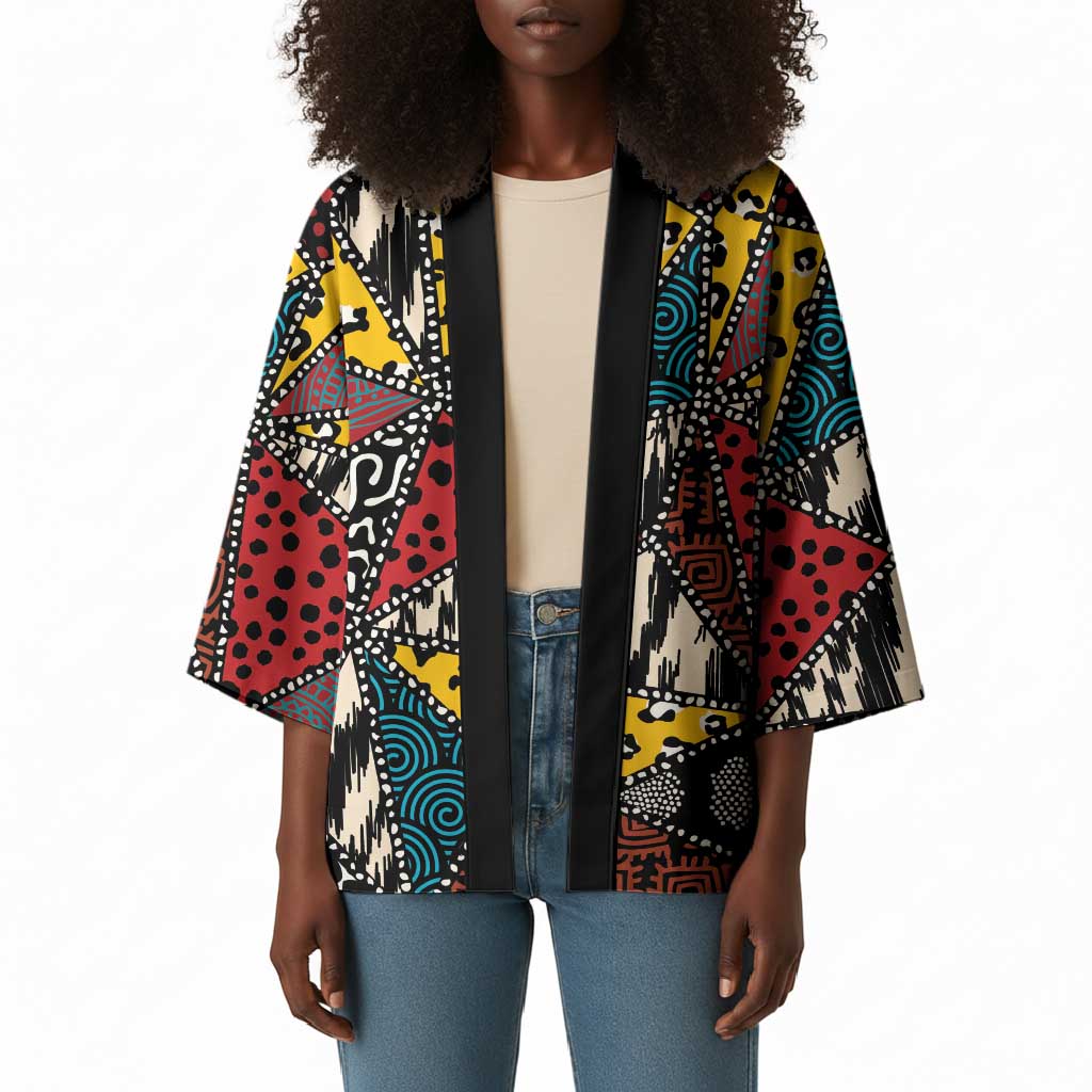 African Wild Animal Skins Kimono Triangles Pattern Afro Pattern Style
