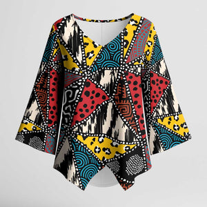 African Wild Animal Skins Kimono Sleeve Blouse Triangles Pattern Afro Pattern Style