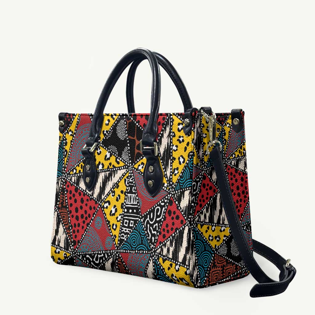 African Wild Animal Skins Leather Bag Triangles Pattern Afro Pattern Style