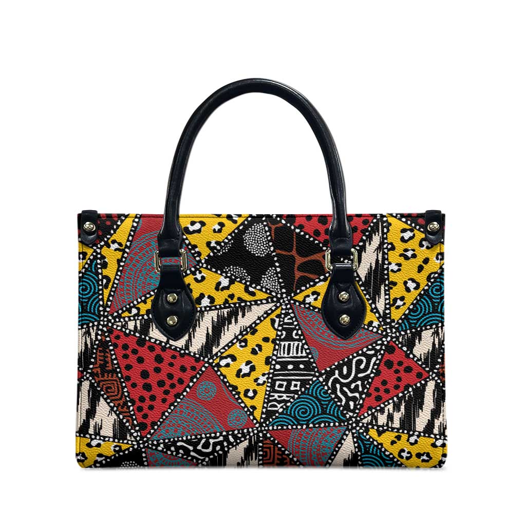 African Wild Animal Skins Leather Bag Triangles Pattern Afro Pattern Style
