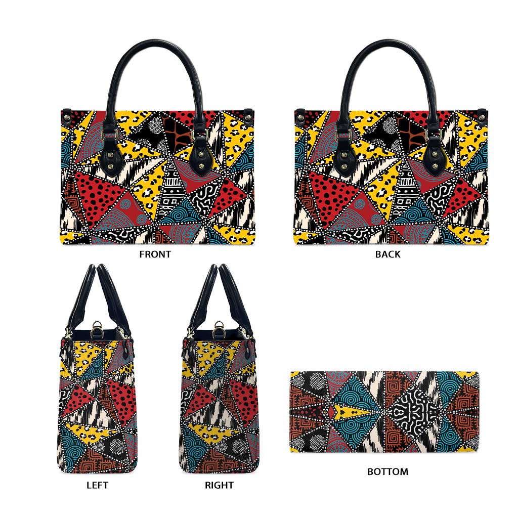 African Wild Animal Skins Leather Bag Triangles Pattern Afro Pattern Style