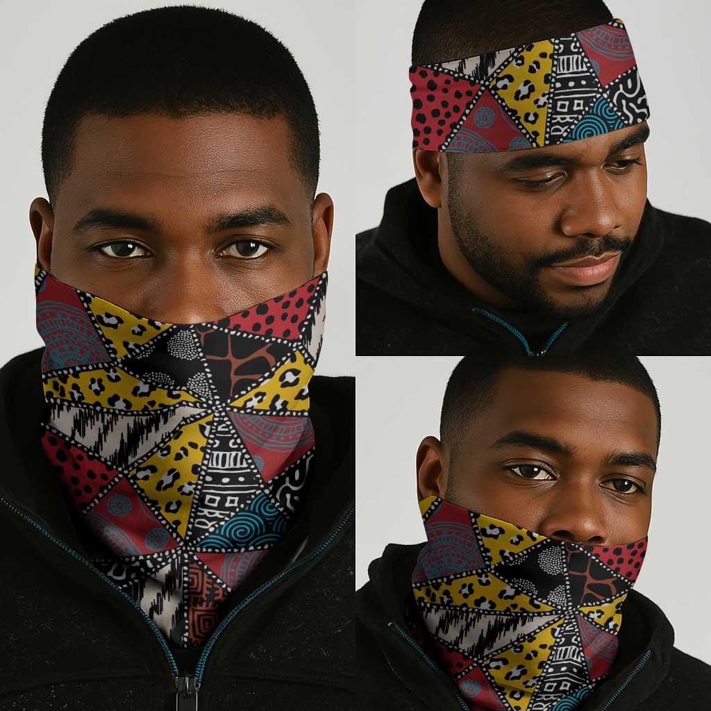 African Wild Animal Skins Neck Gaiter Triangles Pattern Afro Pattern Style LT9