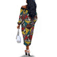 African Wild Animal Skins Off The Shoulder Long Sleeve Dress Triangles Pattern Afro Pattern Style - African Pride