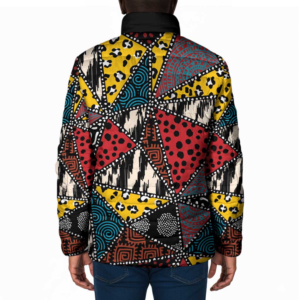African Wild Animal Skins Padded Jacket Triangles Pattern Afro Pattern Style