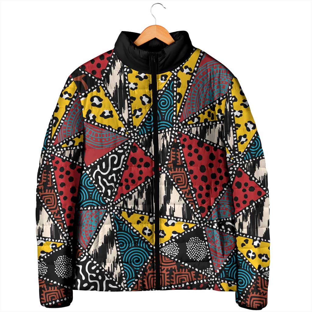 African Wild Animal Skins Padded Jacket Triangles Pattern Afro Pattern Style