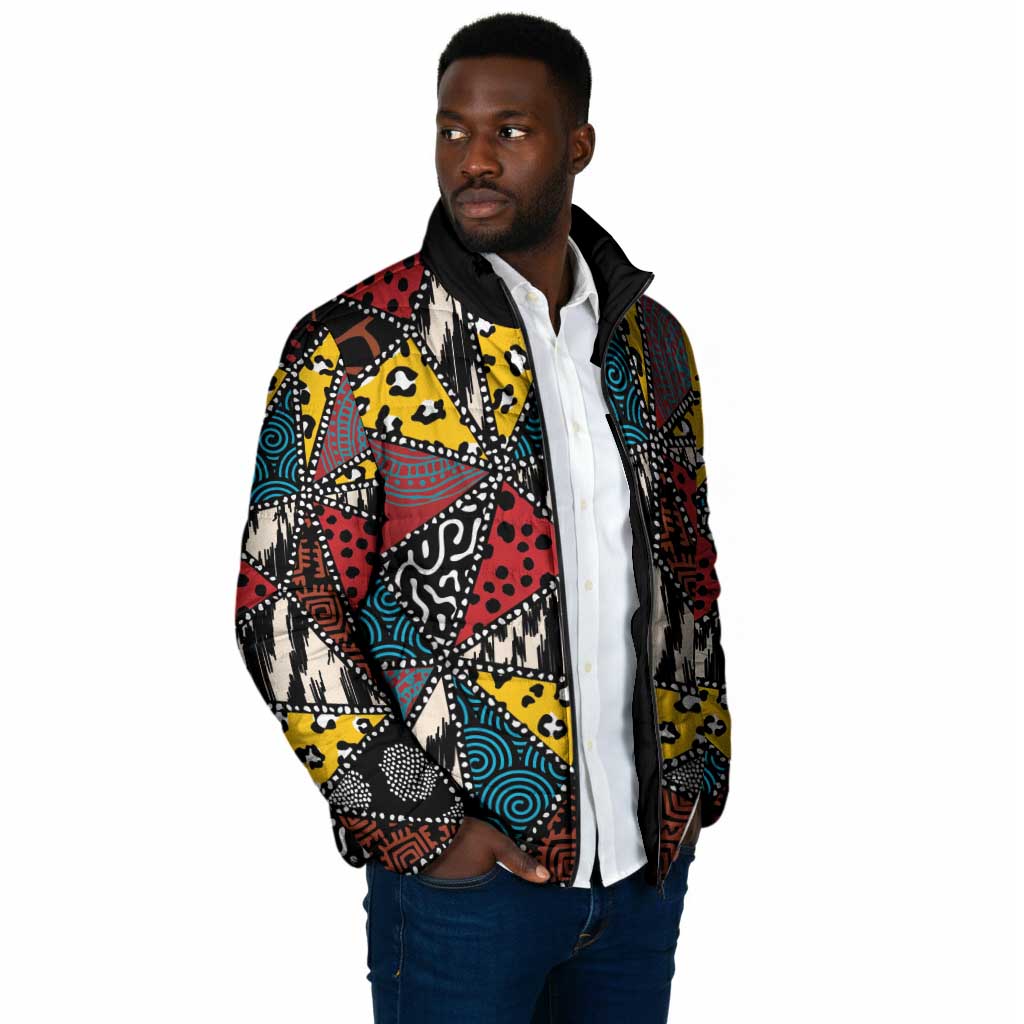 African Wild Animal Skins Padded Jacket Triangles Pattern Afro Pattern Style