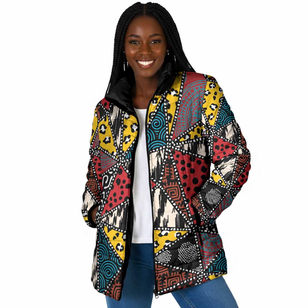 African Wild Animal Skins Padded Jacket Triangles Pattern Afro Pattern Style