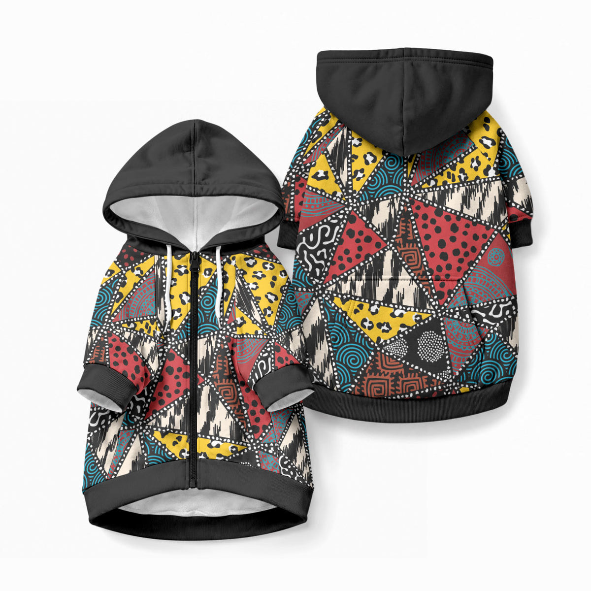 African Wild Animal Skins Pet Hoodie Triangles Pattern Afro Pattern Style