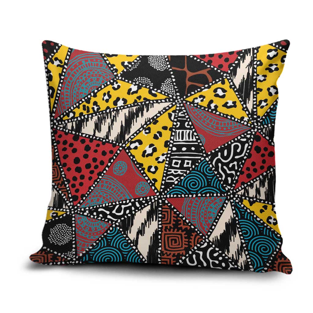African Wild Animal Skins Pillow Cover Triangles Pattern Afro Pattern Style