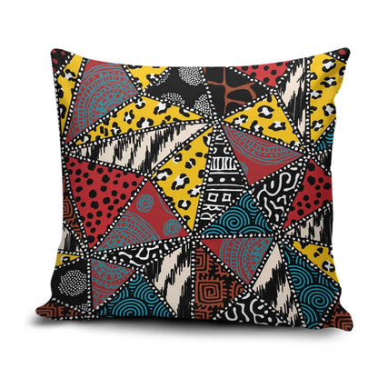 African Wild Animal Skins Pillow Cover Triangles Pattern Afro Pattern Style