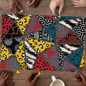 African Wild Animal Skins Puzzle Triangles Pattern Afro Pattern Style