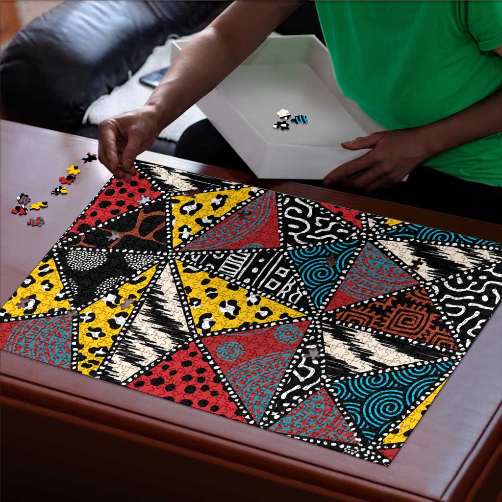 African Wild Animal Skins Puzzle Triangles Pattern Afro Pattern Style