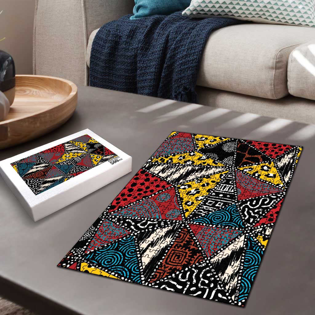 African Wild Animal Skins Puzzle Triangles Pattern Afro Pattern Style