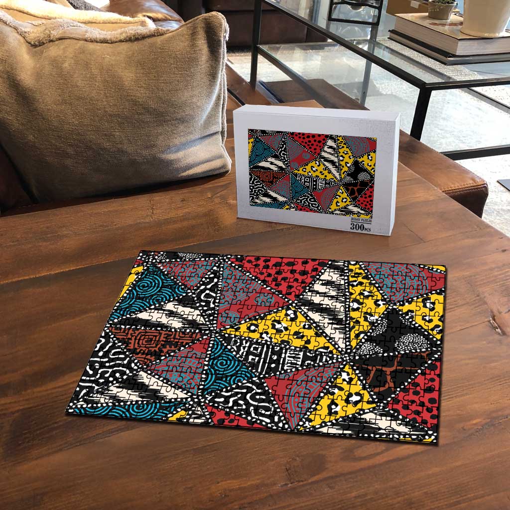 African Wild Animal Skins Puzzle Triangles Pattern Afro Pattern Style
