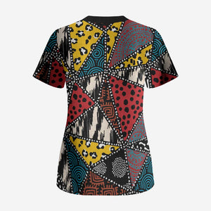 African Wild Animal Skins Scrub Top Triangles Pattern Afro Pattern Style
