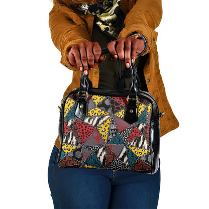African Wild Animal Skins Shoulder Handbag Triangles Pattern Afro Pattern Style - African Pride